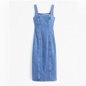 Abercrombie & Fitch Women's Denim Column Midi Dress in Medium Wash
